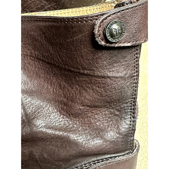 FRYE Brown Leather Button Back Zip Short Ankle Bootie Brown 8.5 B - Picture 9 of 16